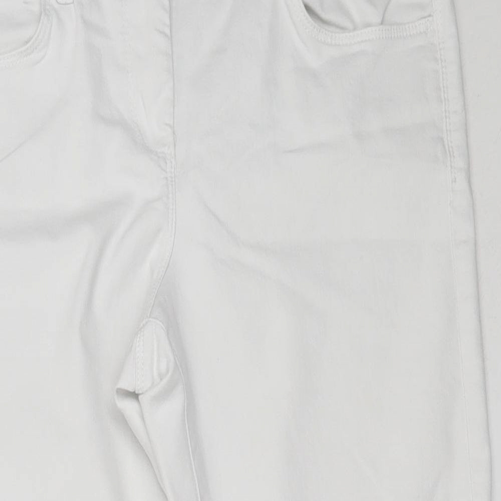 Marks and Spencer Womens White  Cotton Cropped Jeans Size 14 L21.5 in Regular