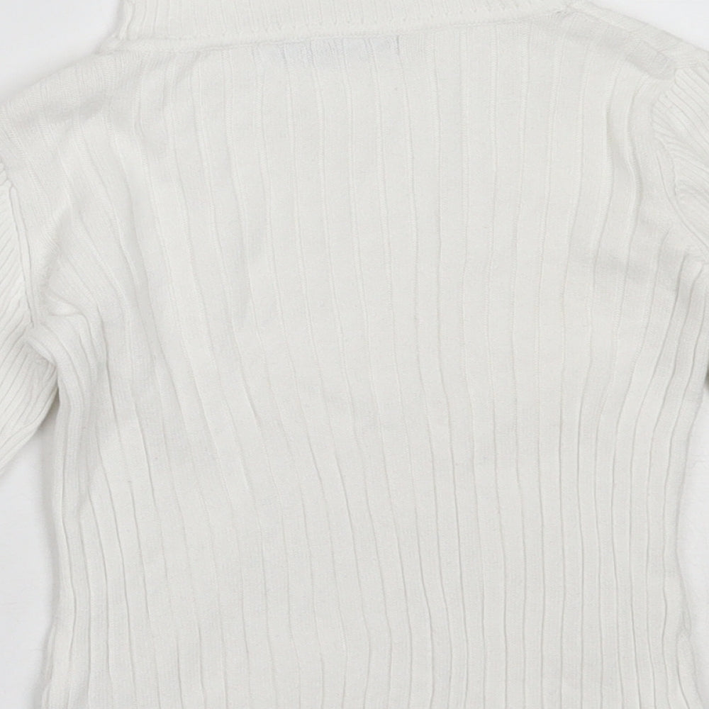 George Girls White Roll Neck  Cotton Pullover Jumper Size 3-4 Years