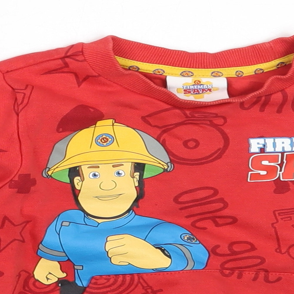 F&F Boys Red  Cotton Pullover Jumper Size 18-24 Months   - Fireman sam