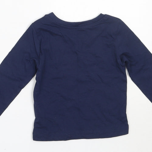 Mini Rebel Boys Blue  Cotton Basic T-Shirt Size 6-9 Months Round Neck