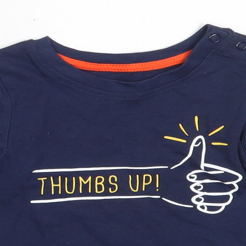 Mini Rebel Boys Blue  Cotton Basic T-Shirt Size 6-9 Months Round Neck