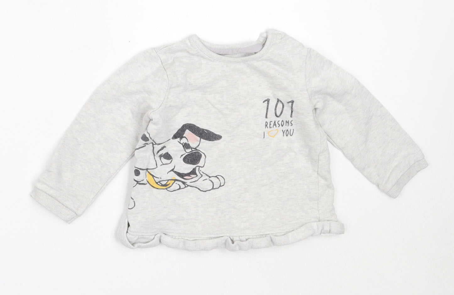 George Girls Grey  Cotton Pullover Jumper Size 18-24 Months   - 101 Dalmatians