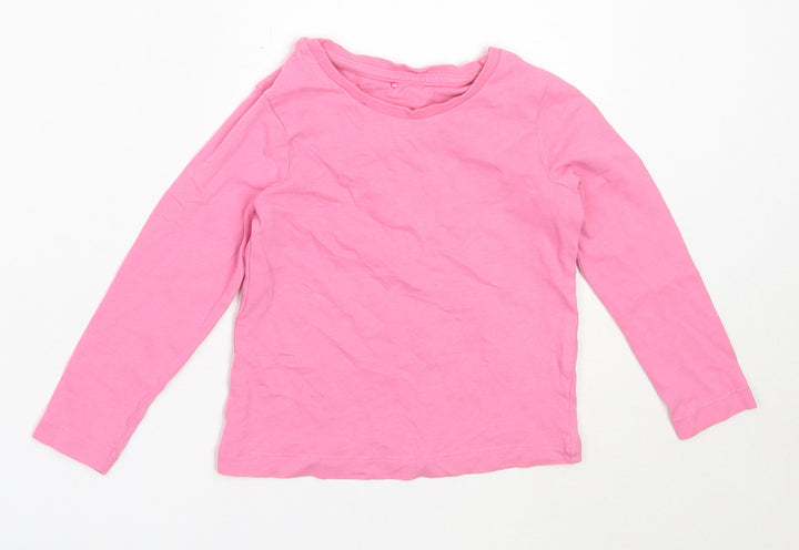 George Girls Pink Cotton Basic T-Shirt Size 2-3 Years Round Neck