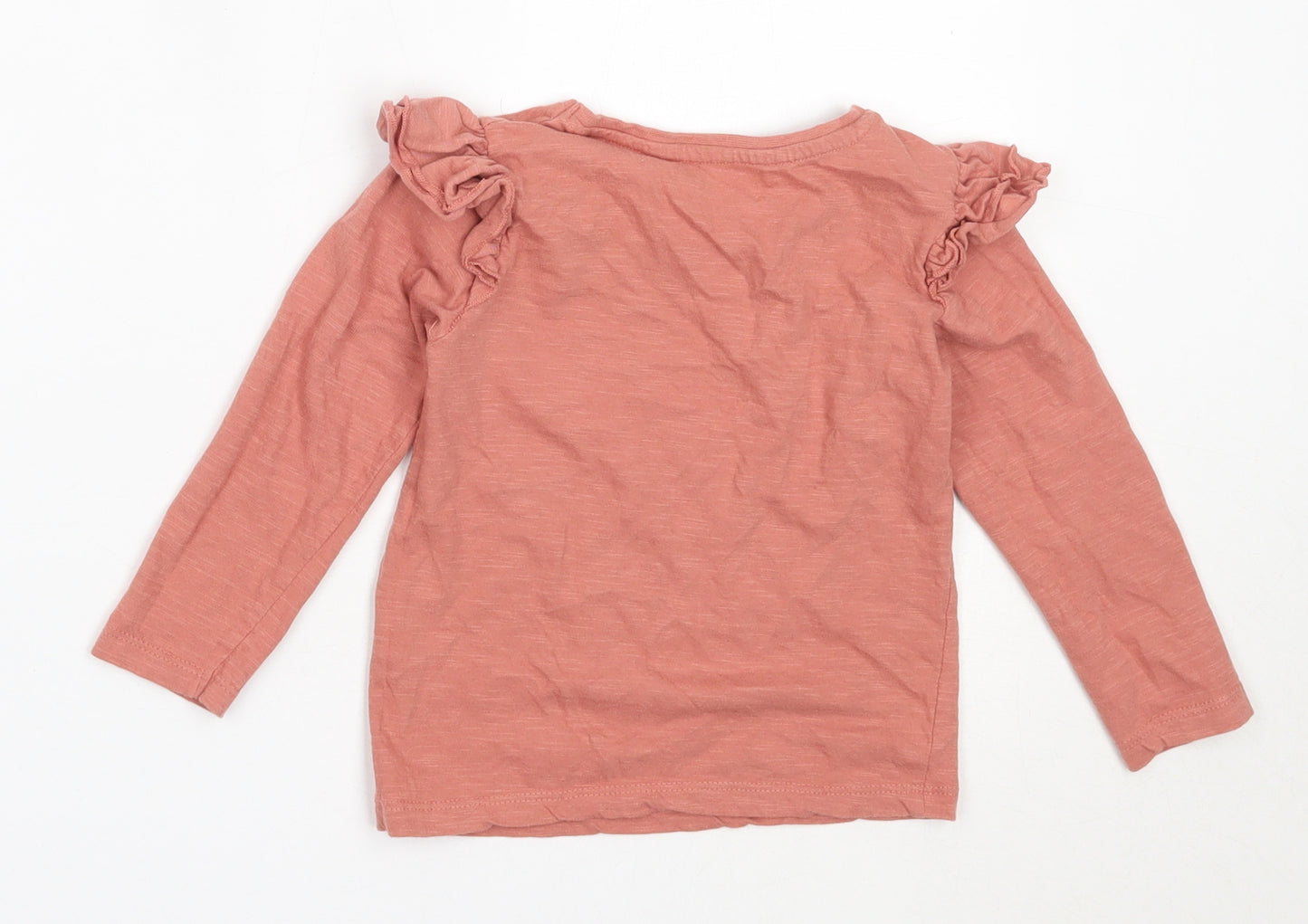 Primark Girls Pink  Cotton Basic T-Shirt Size 2-3 Years Round Neck