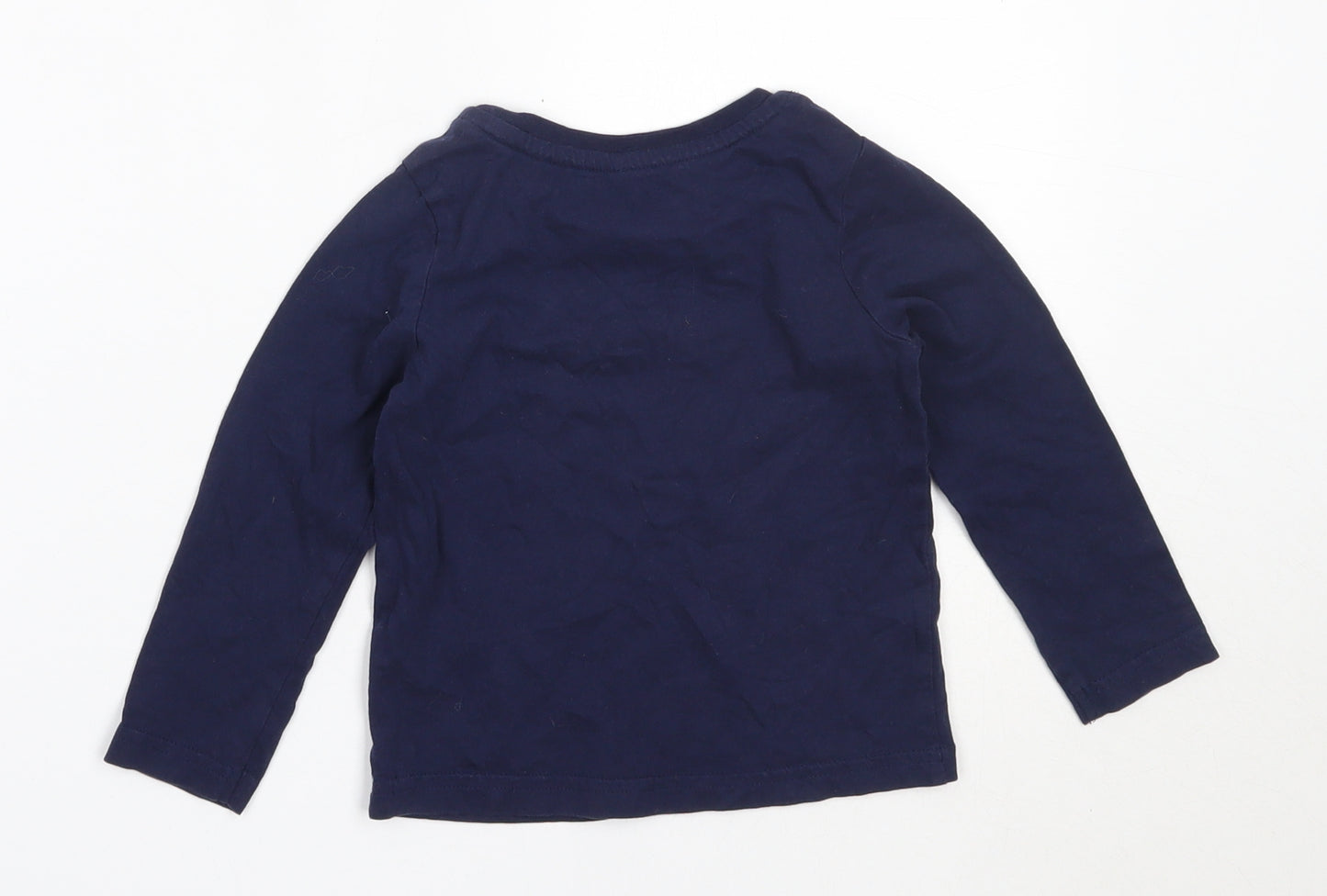 George Boys Blue  Cotton Basic T-Shirt Size 2-3 Years Round Neck