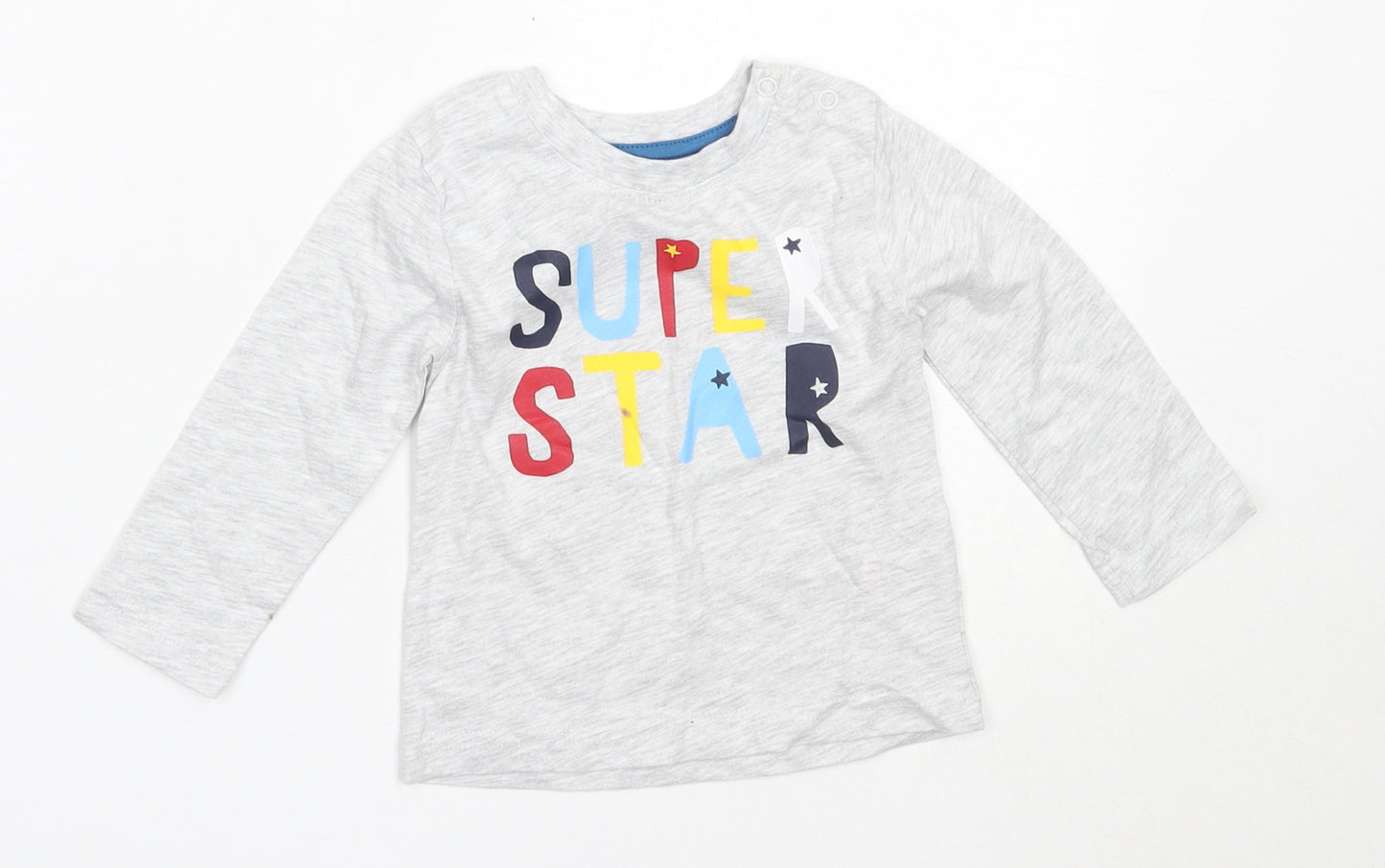 Primark Boys Grey  Cotton Basic T-Shirt Size 6-9 Months Round Neck