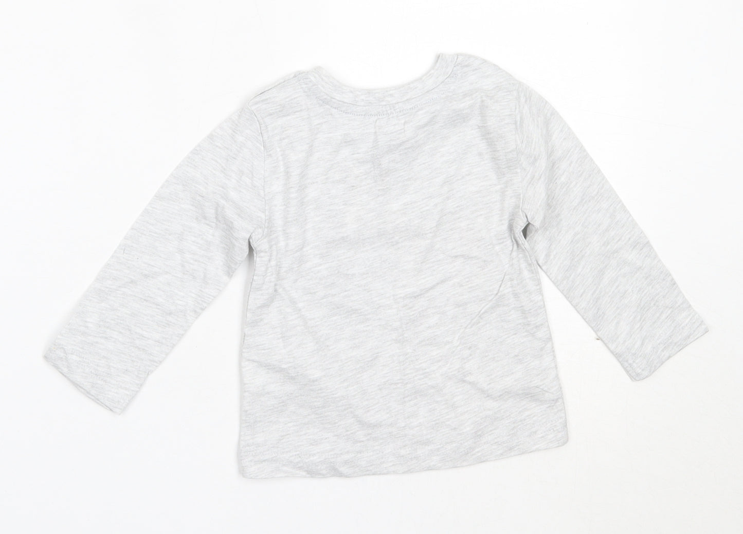 Primark Boys Grey  Cotton Basic T-Shirt Size 6-9 Months Round Neck