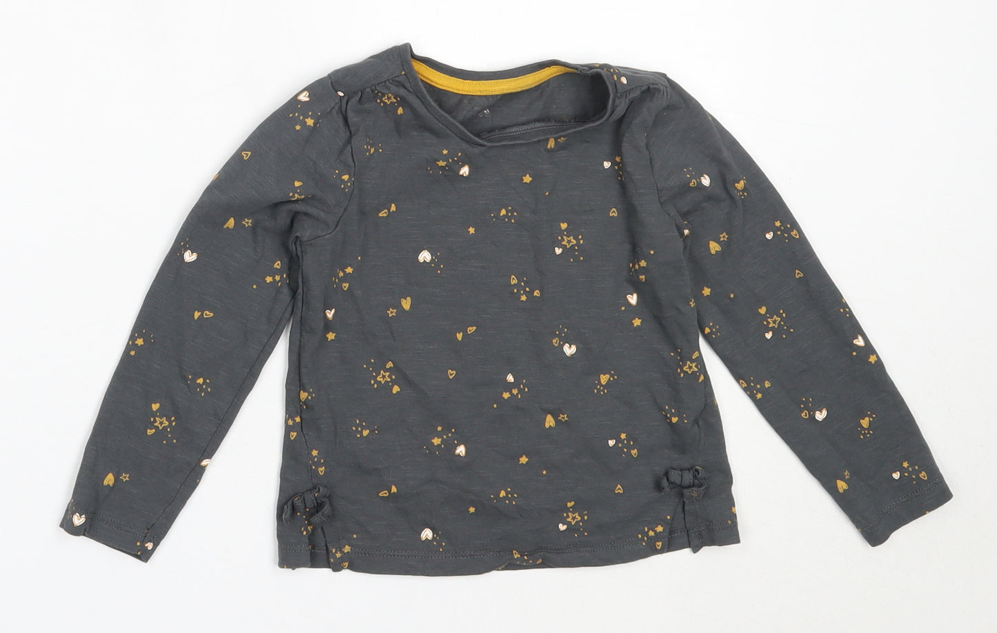 TU Girls Grey  Cotton Basic T-Shirt Size 2-3 Years Round Neck