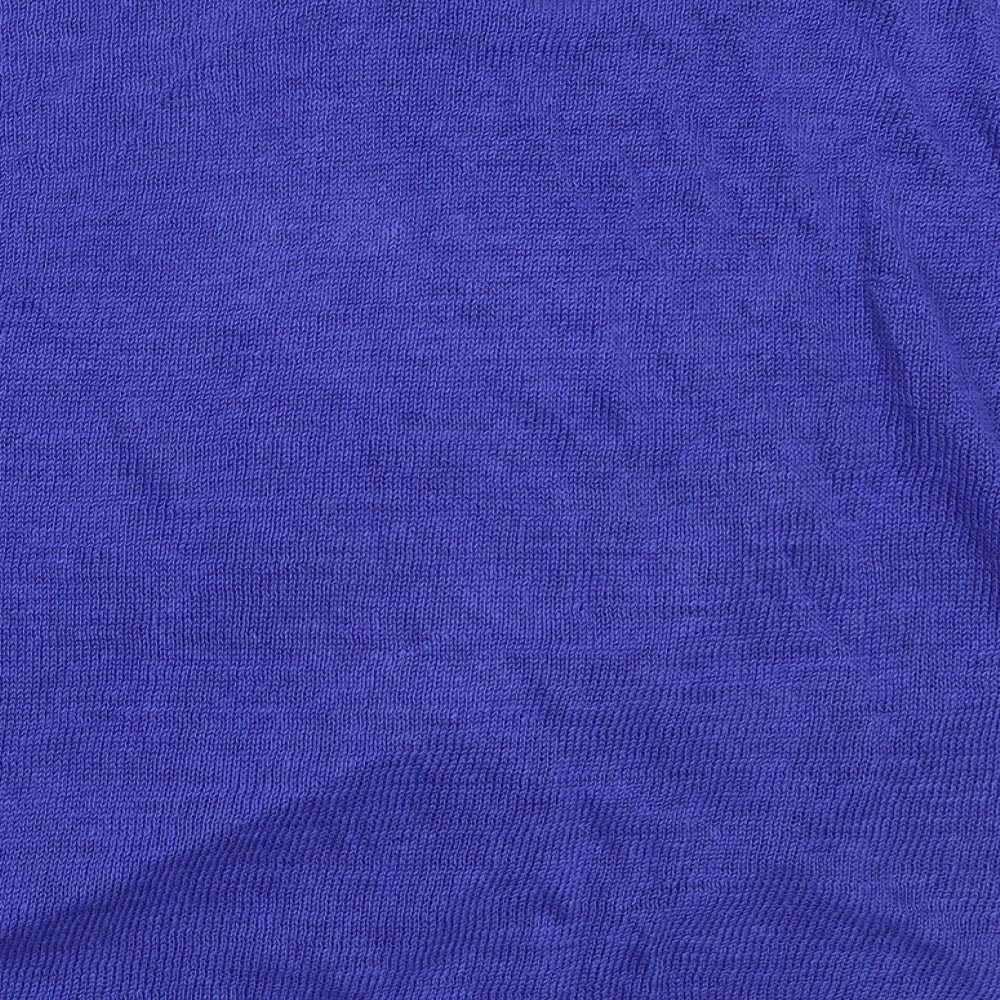 Mango Womens Blue Round Neck  Linen Pullover Jumper Size L