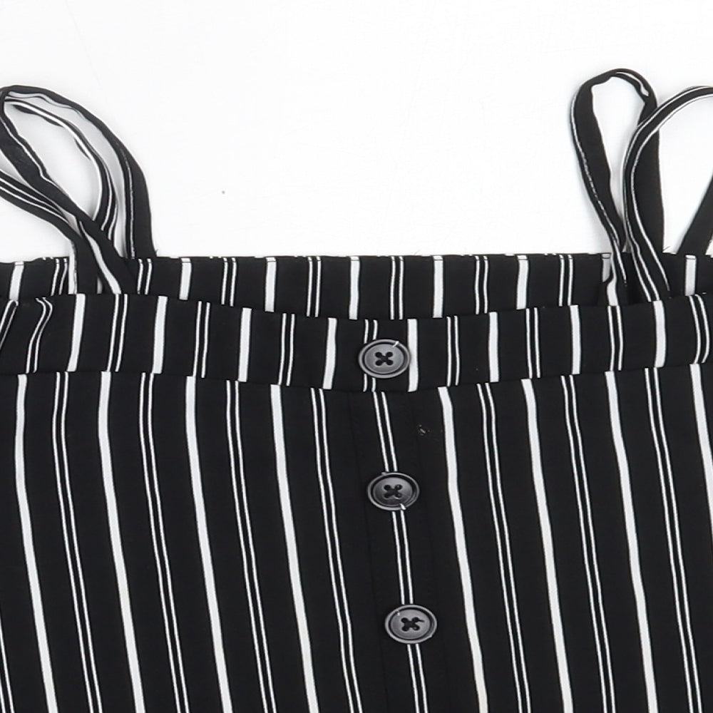 Primark Girls Black Striped Polyester Basic Blouse Size 8-9 Years Off the Shoulder