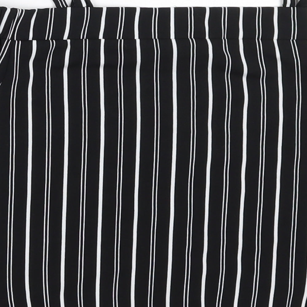 Primark Girls Black Striped Polyester Basic Blouse Size 8-9 Years Off the Shoulder