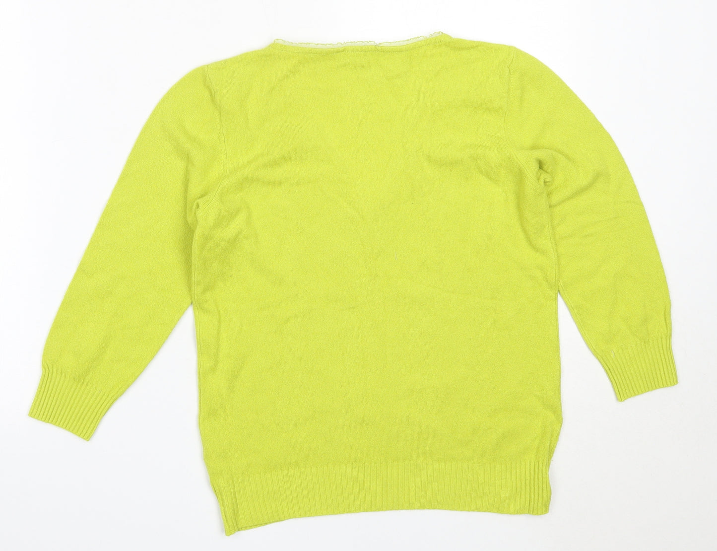 Per Una Womens Green V-Neck  Viscose Pullover Jumper Size 12
