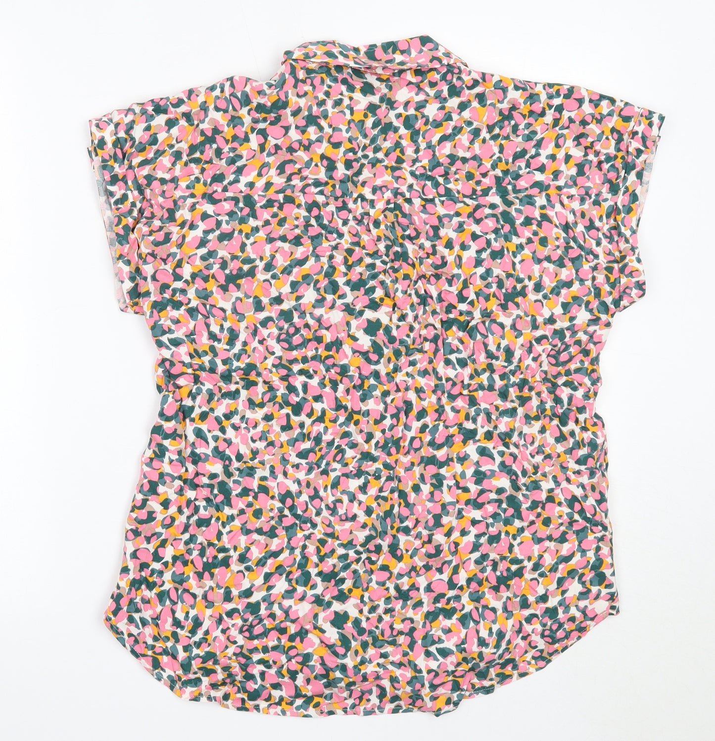 Love Roses Womens Pink  Viscose Basic Button-Up Size 12 Collared
