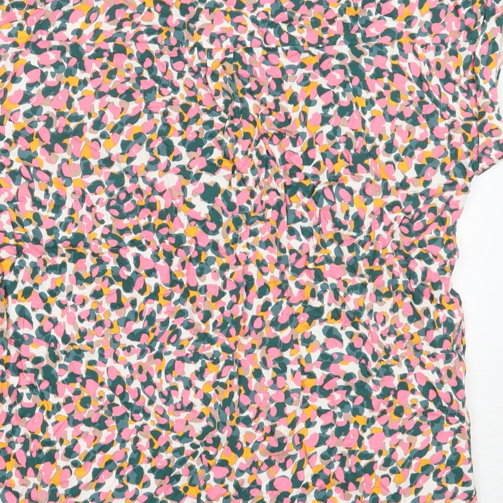 Love Roses Womens Pink  Viscose Basic Button-Up Size 12 Collared