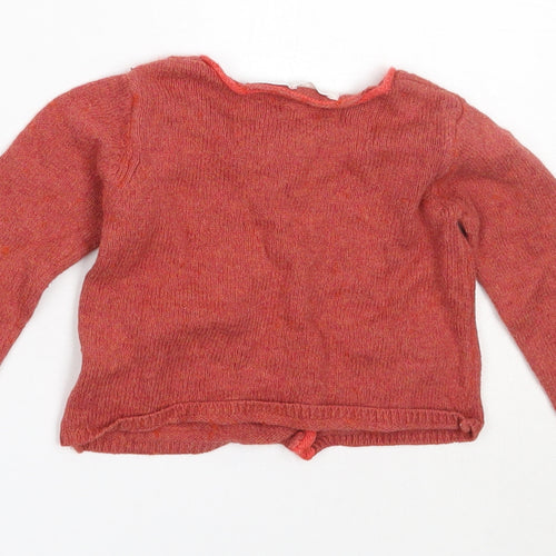 Zara Girls Red  Cotton Cardigan Jumper Size 9-12 Months