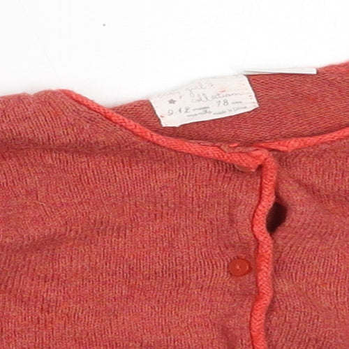 Zara Girls Red  Cotton Cardigan Jumper Size 9-12 Months