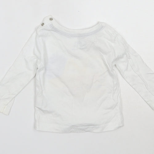 Mini Rebel Boys White  Cotton Basic T-Shirt Size 6-9 Months Round Neck