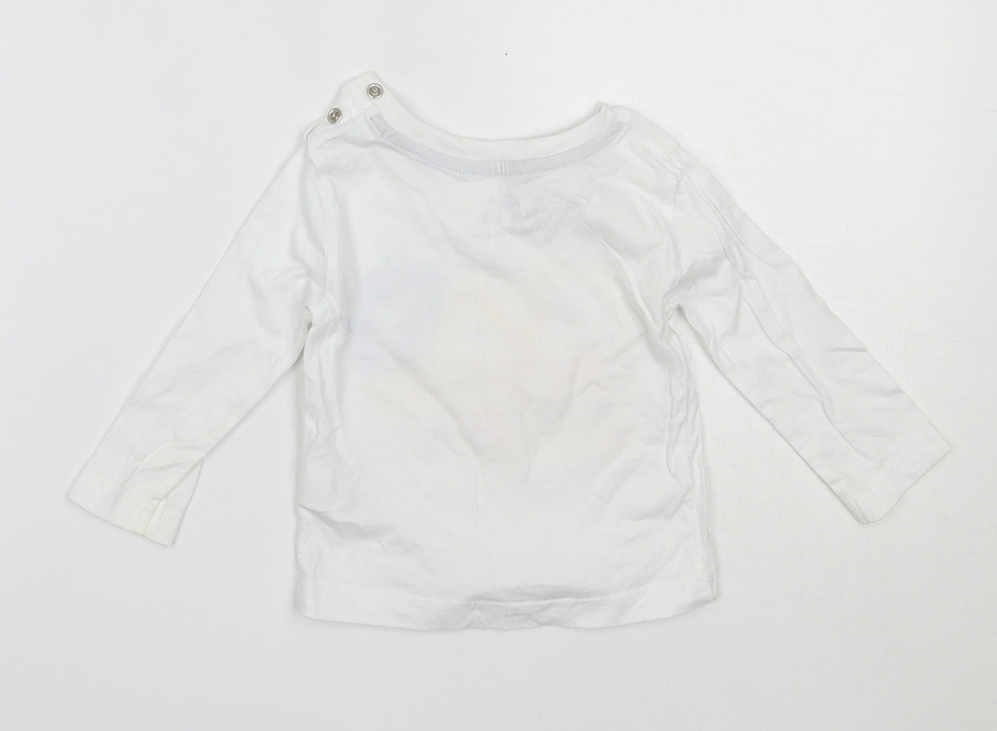 Mini Rebel Boys White  Cotton Basic T-Shirt Size 6-9 Months Round Neck