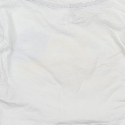 Mini Rebel Boys White  Cotton Basic T-Shirt Size 6-9 Months Round Neck