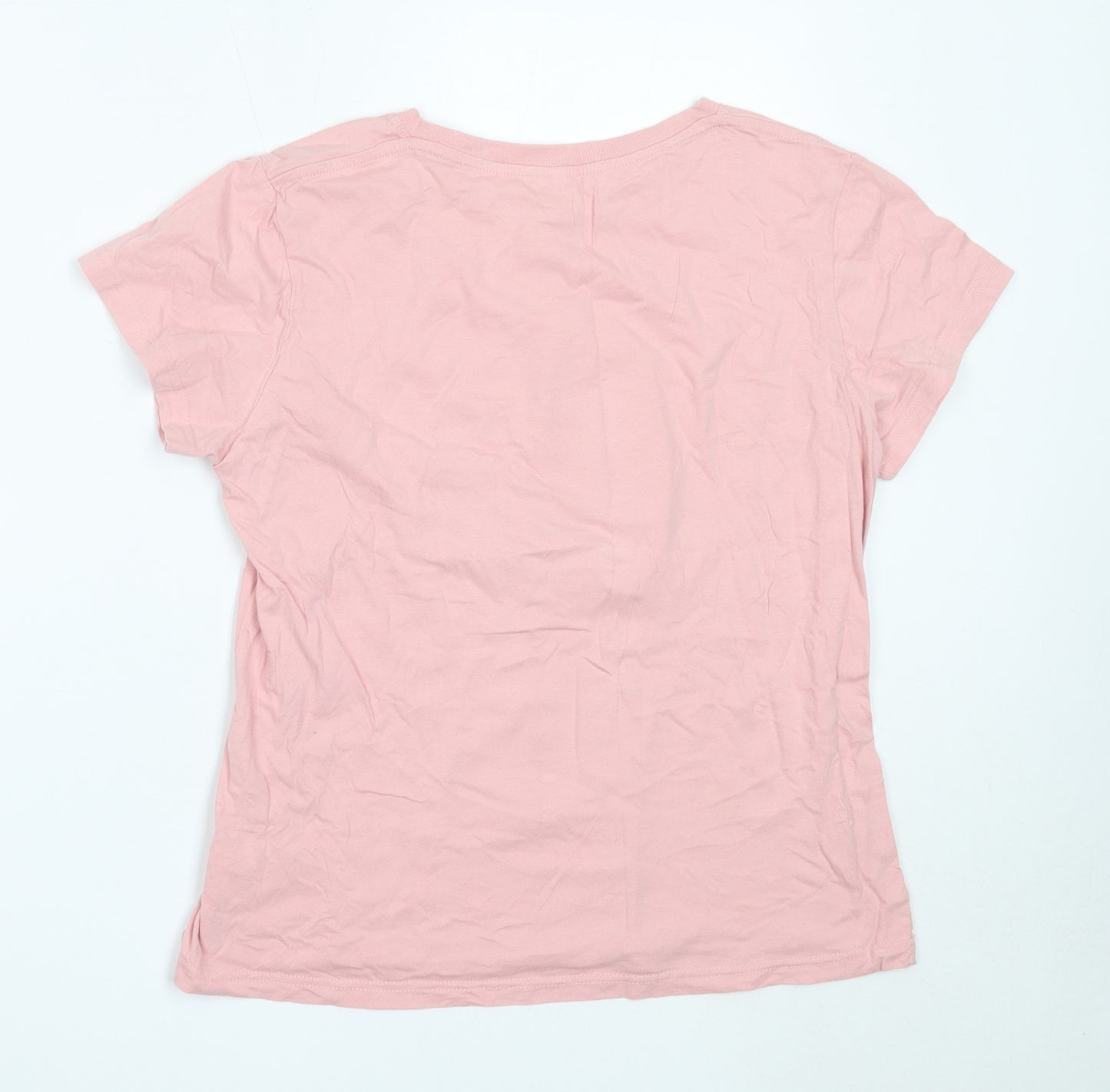 SheIn Womens Pink  Cotton Basic T-Shirt Size L Round Neck