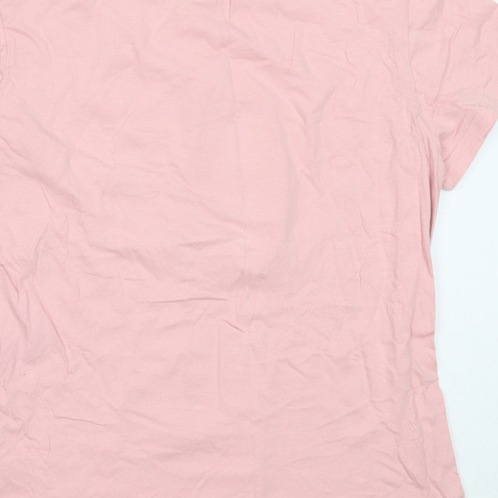 SheIn Womens Pink  Cotton Basic T-Shirt Size L Round Neck