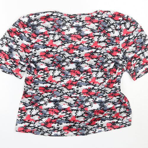 SheIn Womens Red Camouflage Polyester Basic Blouse Size L V-Neck