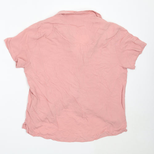 ASOS Womens Pink  Viscose Basic Button-Up Size M Collared