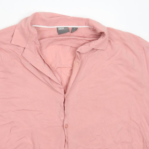 ASOS Womens Pink  Viscose Basic Button-Up Size M Collared