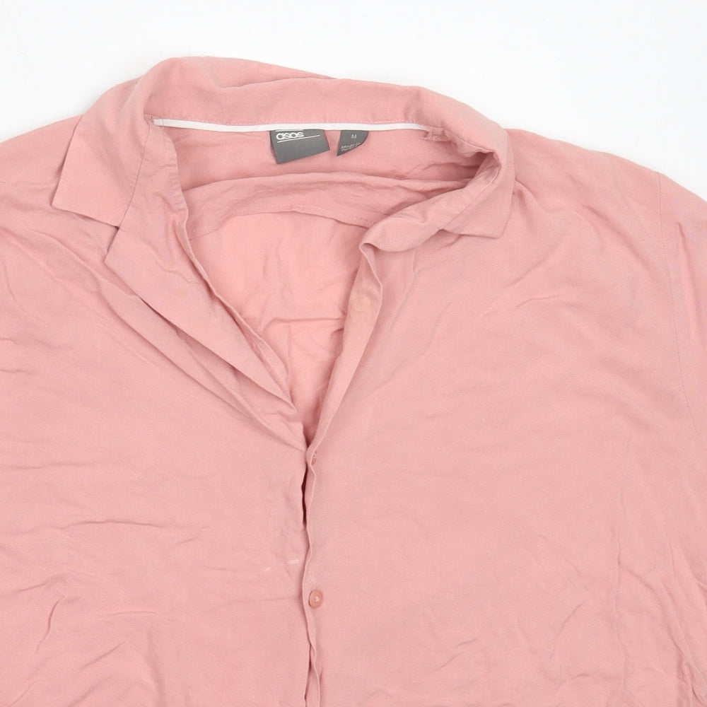 ASOS Womens Pink  Viscose Basic Button-Up Size M Collared