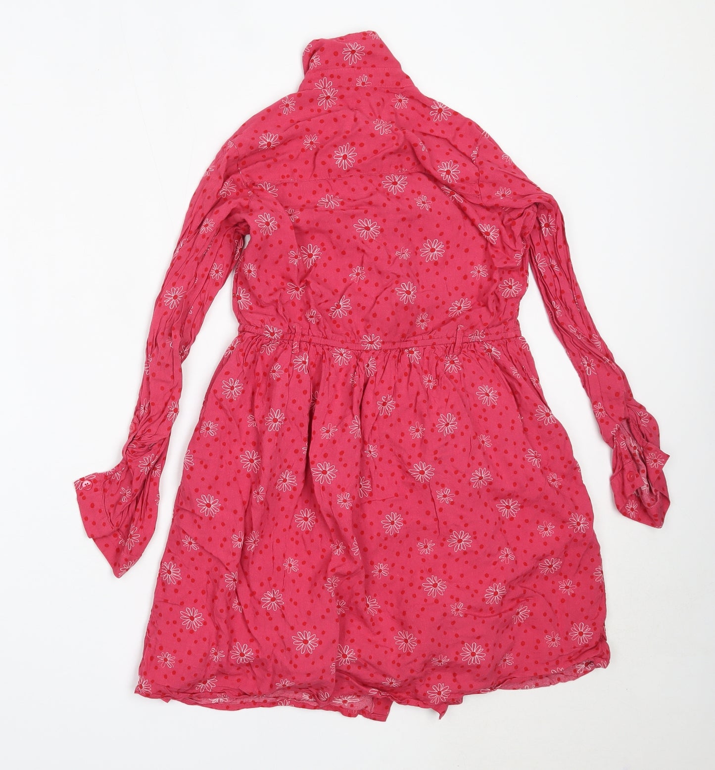 George Girls Pink Floral Viscose Fit & Flare  Size 12-13 Years  Collared Button