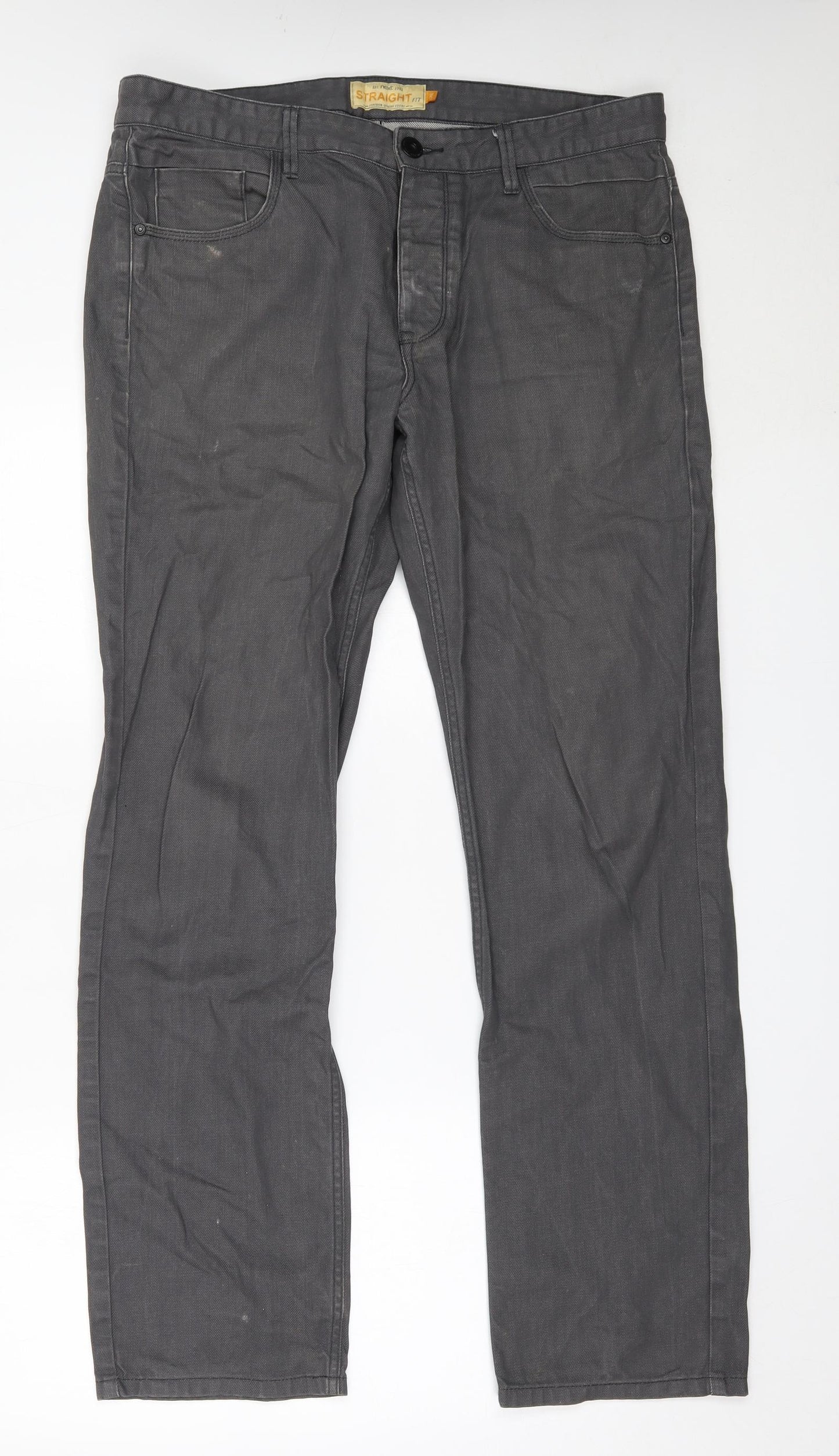 NEXT Mens Grey  Cotton Straight Jeans Size 36 in L33 in Regular