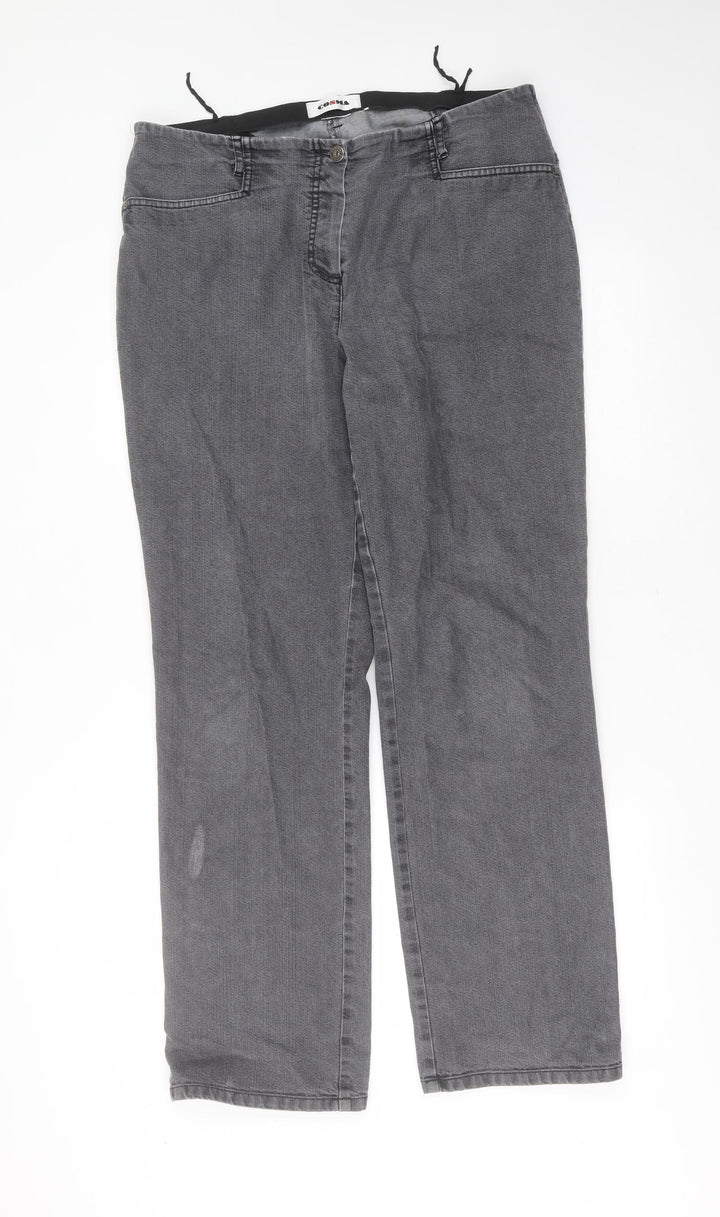 COSMA Womens Grey  Cotton Straight Jeans Size 36 in L31 in Regular