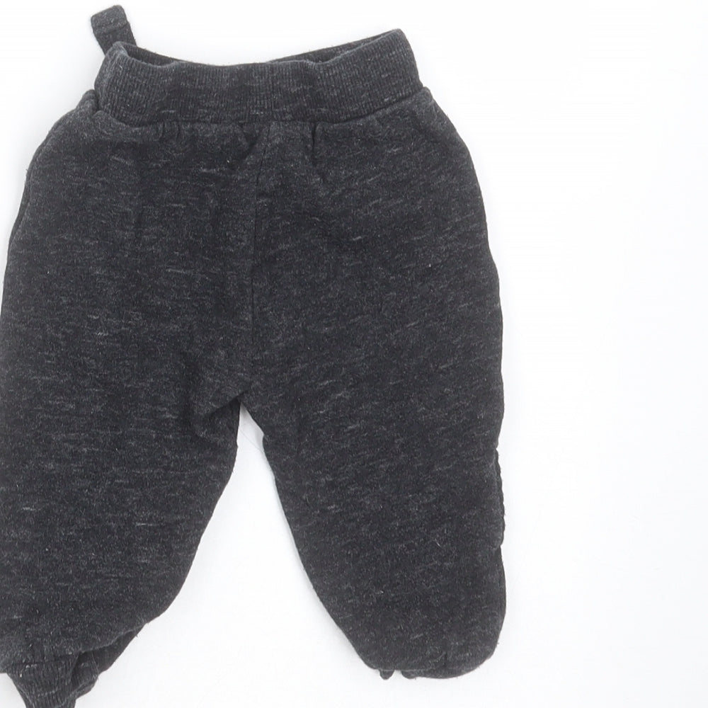 F&F Baby Grey  Cotton Jogger Trousers Size 9-12 Months  Drawstring