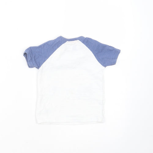 George Boys White  Cotton Basic T-Shirt Size 6-9 Months Round Neck  - little man at work
