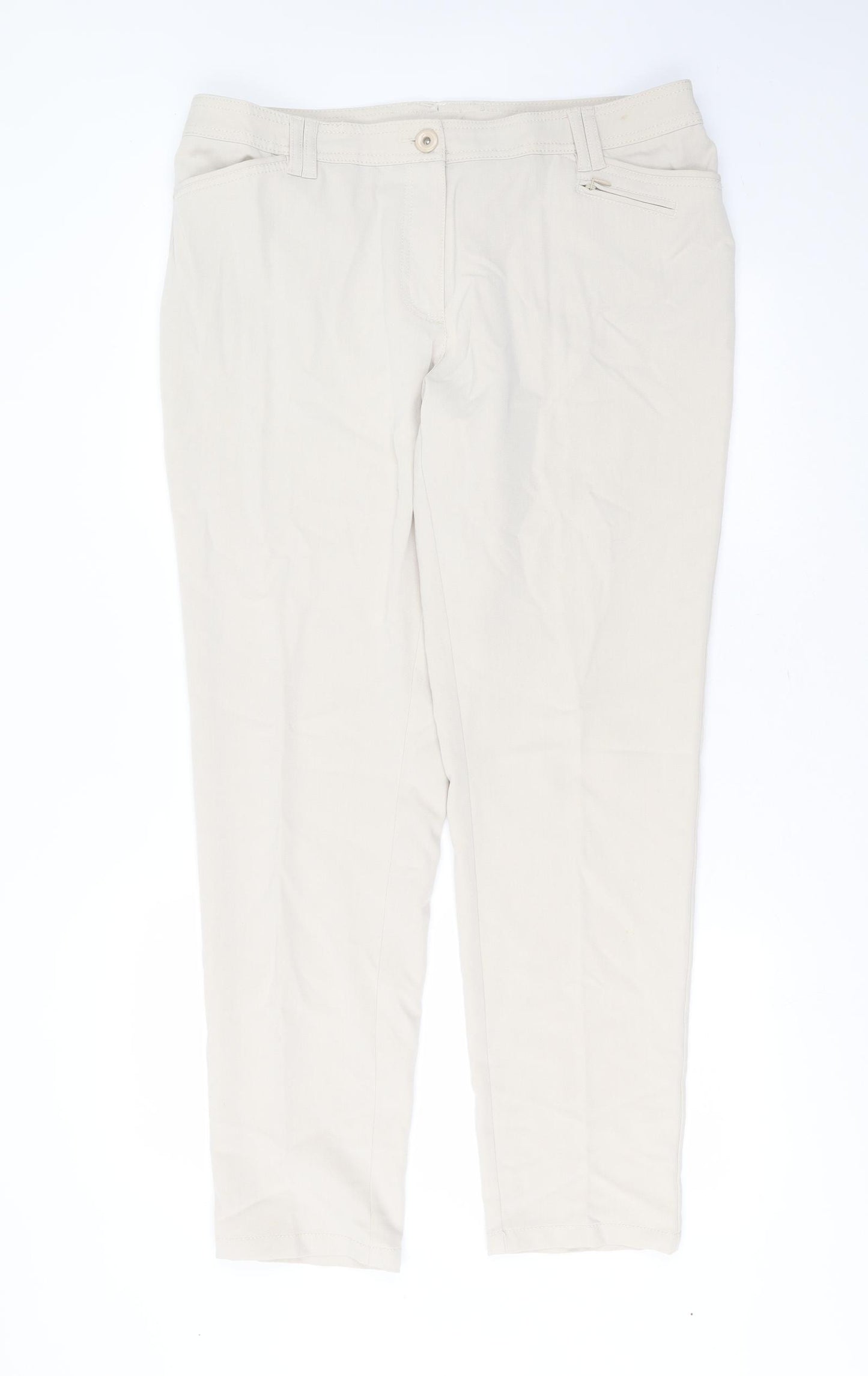 Brandtex Womens Beige  Polyester Trousers  Size 20 L31 in Regular Zip
