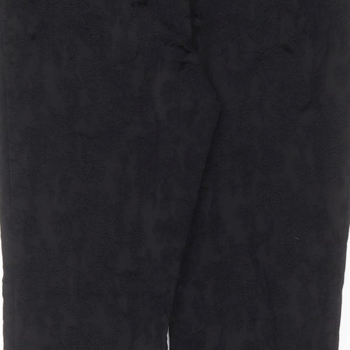 Marks and Spencer Womens Black Floral Polyester Blend Trousers  Size 36 in L29 in Regular