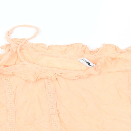 FB sister Womens Orange  Polyester Basic Blouse Size M Round Neck - cold shoulder