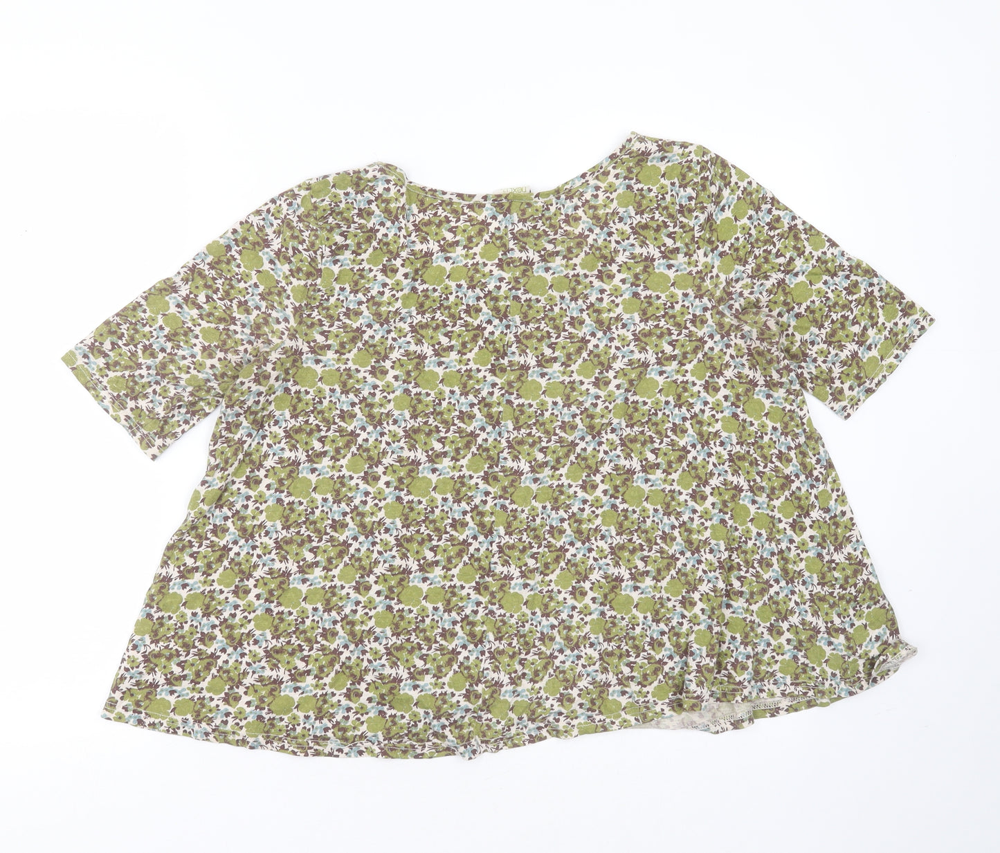 NEXT Womens Green Floral Cotton Basic T-Shirt Size 12 Round Neck
