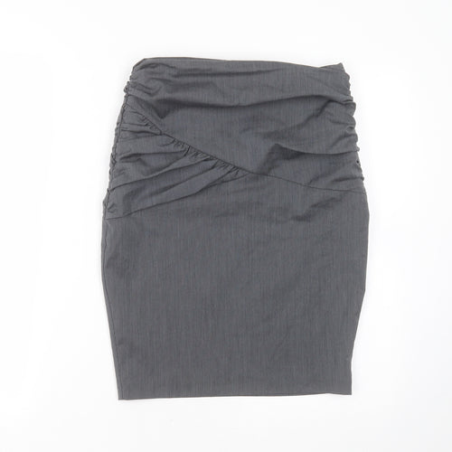 New Look Womens Grey Striped Polyester Straight & Pencil Skirt Size 8