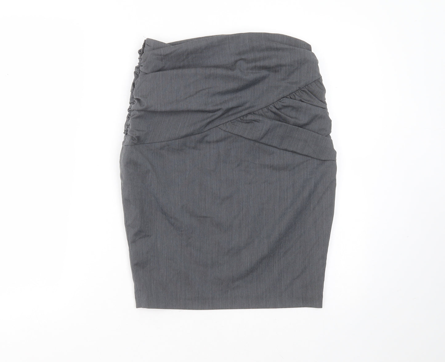 New Look Womens Grey Striped Polyester Straight & Pencil Skirt Size 8