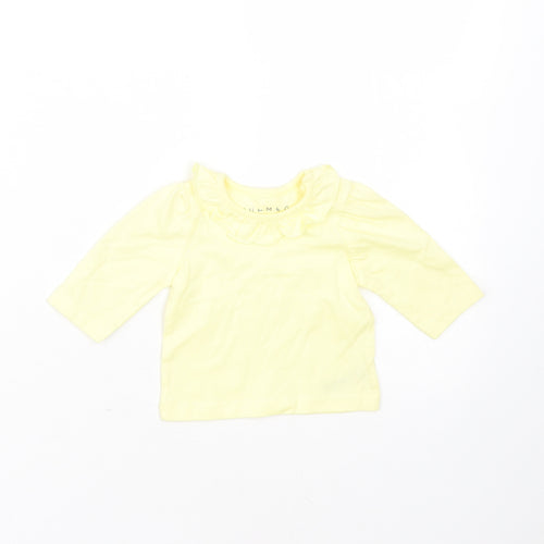 Nutmeg Girls Yellow  Cotton Basic T-Shirt Size Newborn Round Neck