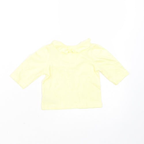 Nutmeg Girls Yellow  Cotton Basic T-Shirt Size Newborn Round Neck