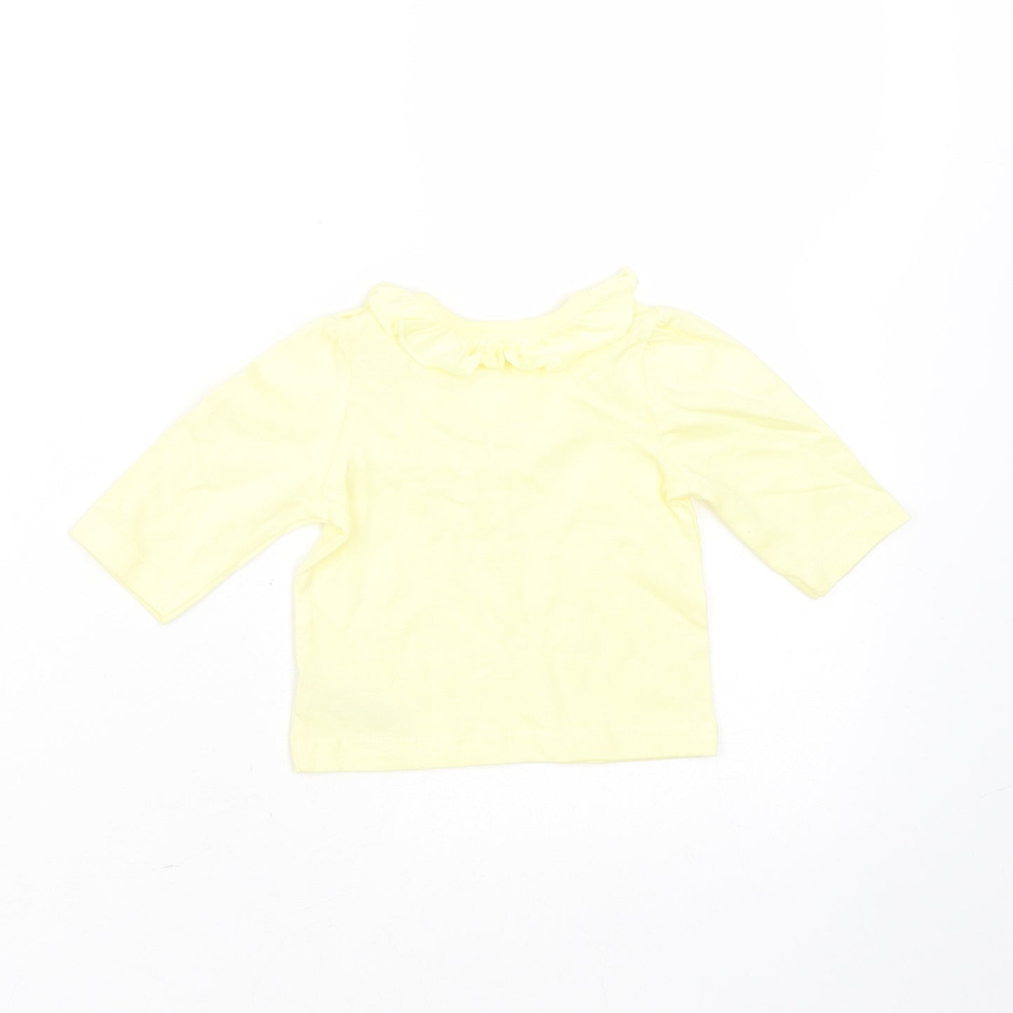 Nutmeg Girls Yellow  Cotton Basic T-Shirt Size Newborn Round Neck