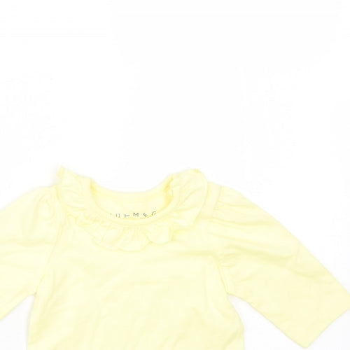 Nutmeg Girls Yellow  Cotton Basic T-Shirt Size Newborn Round Neck