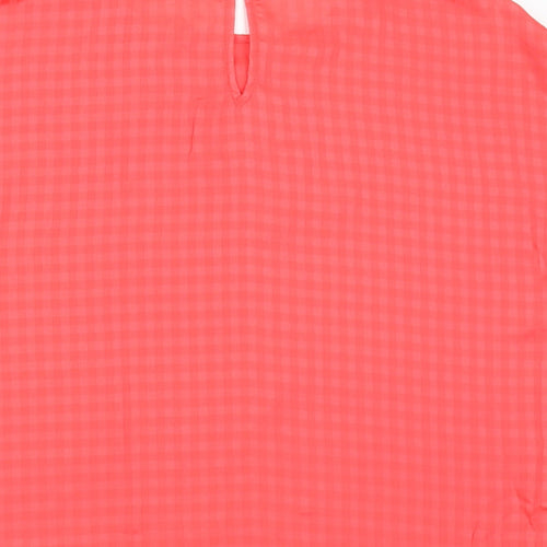 Papaya Womens Pink Check Polyester Basic Blouse Size S Round Neck