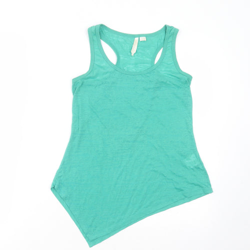 FASHION PRIDE Womens Green  Polyester Basic Tank Size 12 Round Neck - Asymmetric Hem