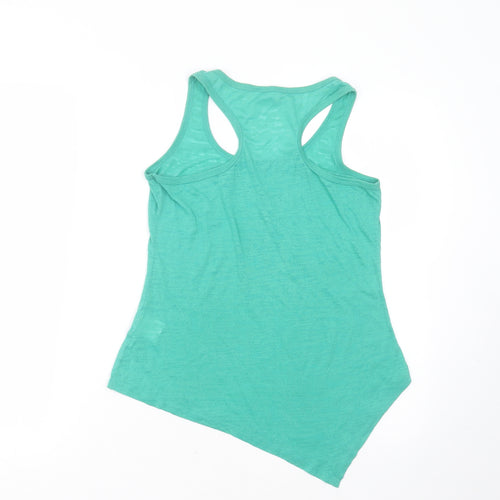 FASHION PRIDE Womens Green  Polyester Basic Tank Size 12 Round Neck - Asymmetric Hem