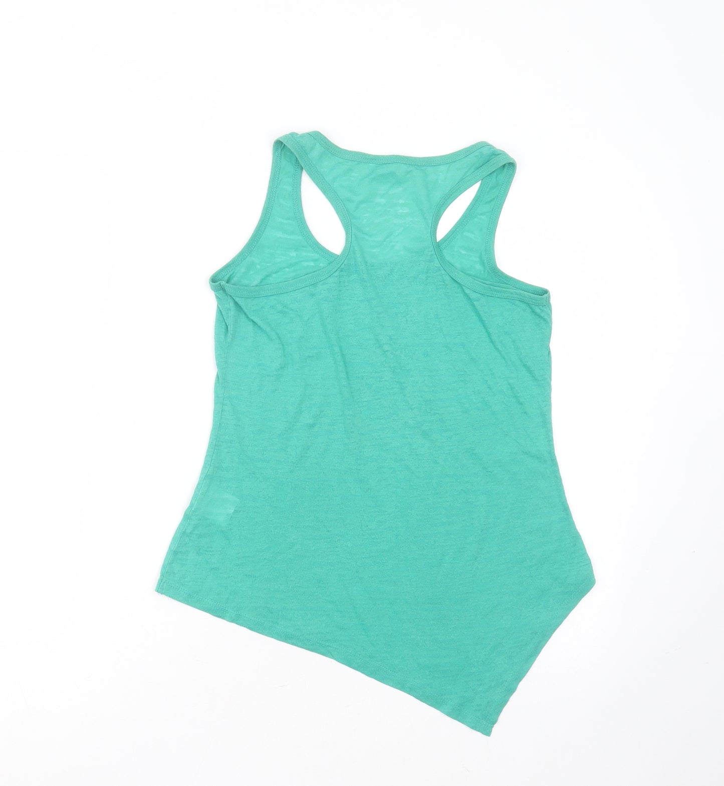 FASHION PRIDE Womens Green  Polyester Basic Tank Size 12 Round Neck - Asymmetric Hem