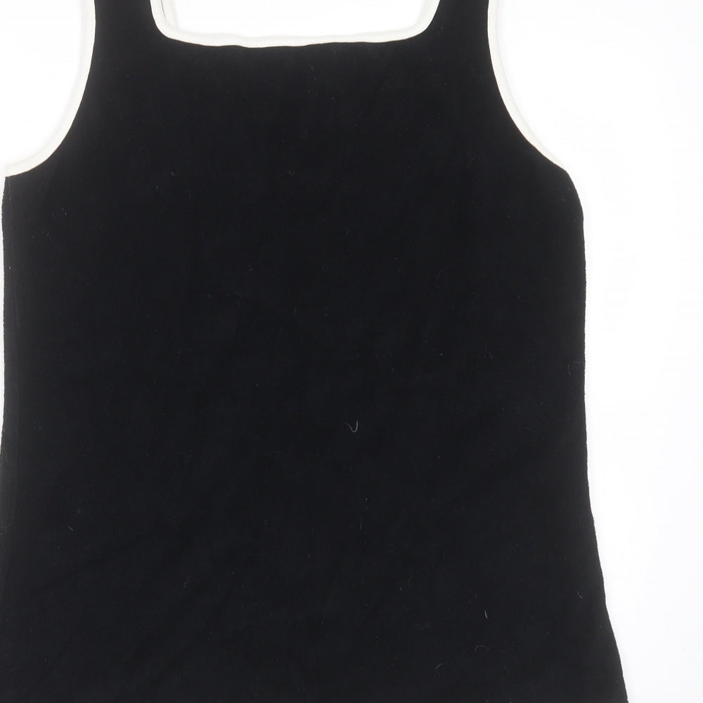 Marks and Spencer Womens Black Round Neck  Cotton Pullover Jumper Size 12