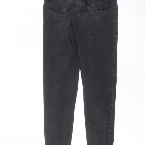 Primark Womens Grey  Cotton Skinny Jeans Size 10 L27 in Extra-Slim Zip